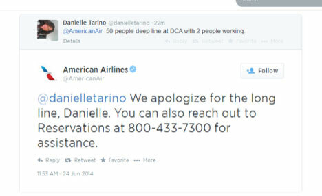 Réponse de @americanair sur Twitter