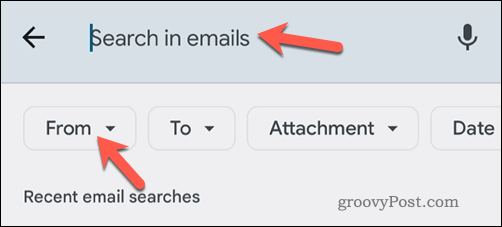 Recherche d'e-mails Gmail par e-mail dans l'application mobile