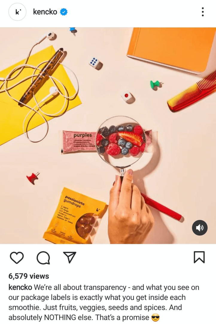 exemple de bobine Instagram partageant les valeurs de la marque