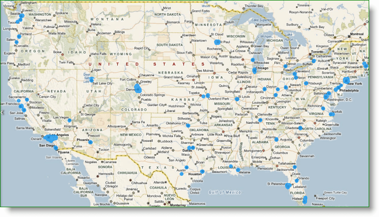 Couverture Bing Maps StreetSide US