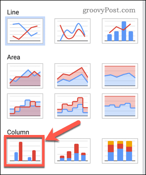 Sélection d'un histogramme dans Google Sheets