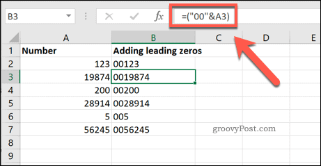 Ajout d'un nombre défini de zéros non significatifs aux cellules Excel