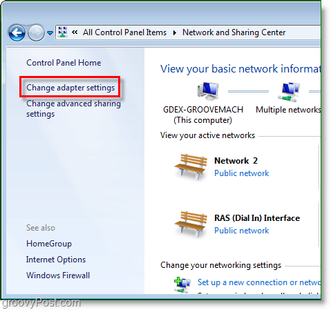 modifier les paramètres de l'adaptateur réseau dans Windows 7