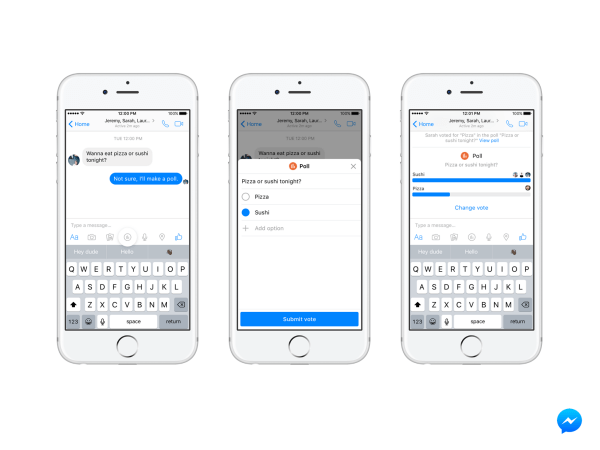 sondages et paiements Facebook Messenger