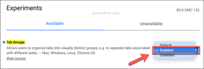 Activer les groupes d'onglets dans Chrome