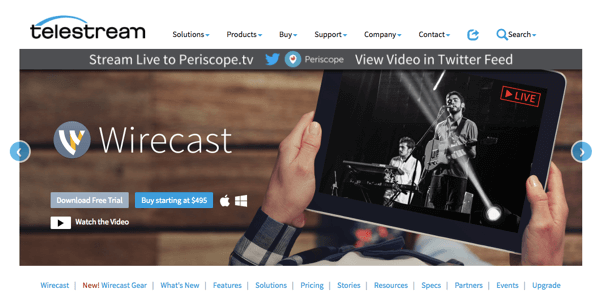 Wirecast vous permet de diffuser sur Facebook Live, Periscope et YouTube.