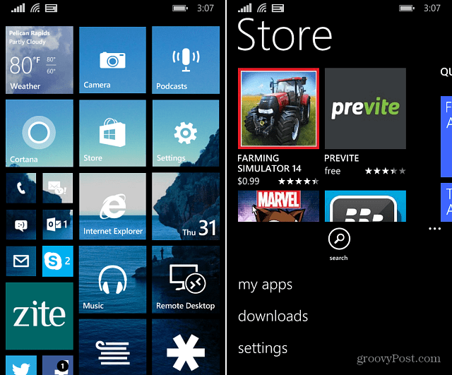 Paramètres de la boutique Windows Phone 8.1