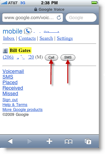 Google Voice Mobile Passer un appel ou envoyer un message SMS Txt