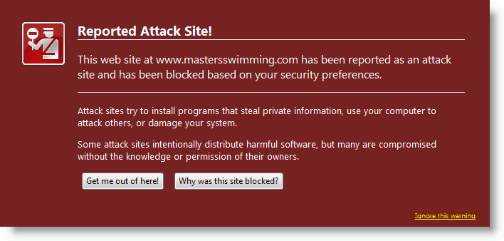 Alerte Firefox - Site d'attaque signalé détecté