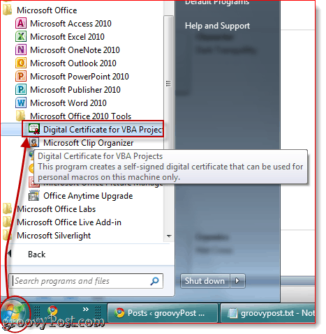 Créer un certificat numérique auto-signé dans Office 2010