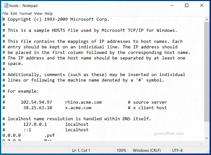 Le fichier HOSTS de Windows 10