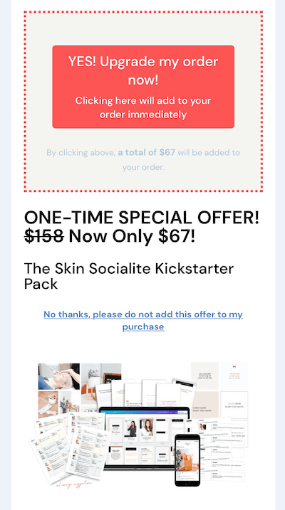 exemple d'une offre de vente incitative instagram de 67 $ pour leur pack kickstarter