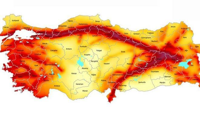 Carte des risques sismiques de Turquie