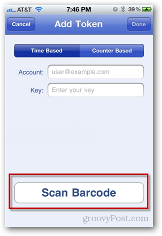 appuyez sur scanner le code-barres