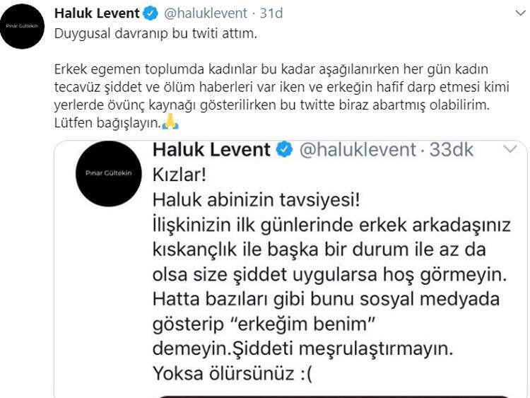 La réaction de Haluk Levent Pınar Gültekin après avoir partagé le meurtre rassemblé!