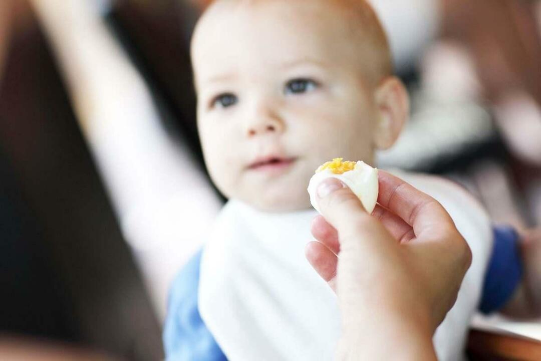 bébé qui mange des oeufs