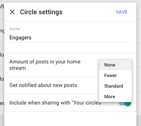 nouveaux paramètres du cercle google plus