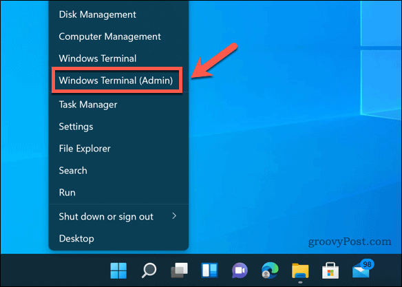 Ouverture du terminal Windows sur Windows 11