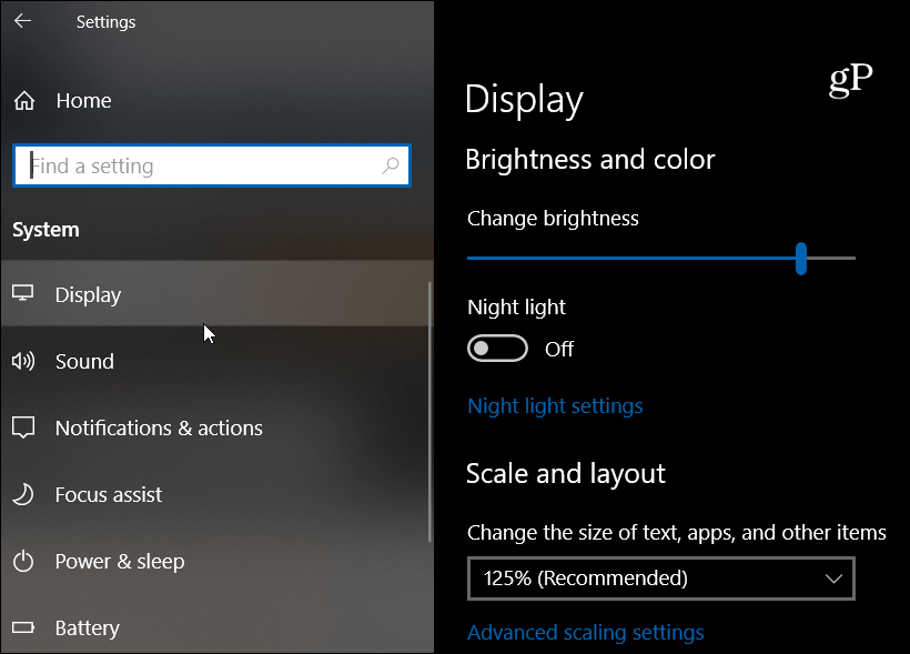 Affichage de conception fluide de Windows 10