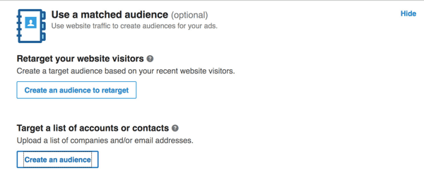 Cliquez sur le bouton Créer une audience.