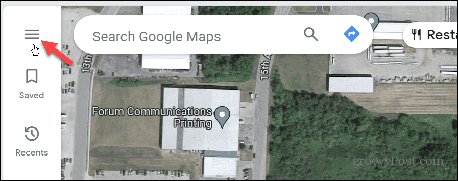 bouton de menu Google Maps