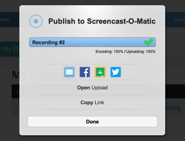 Moyens pour les entreprises B2B d'utiliser la vidéo en ligne, options de téléchargement social vidéo Screencast-O-Matic