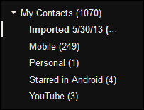 Outlook.com vers les contacts Gmail importés