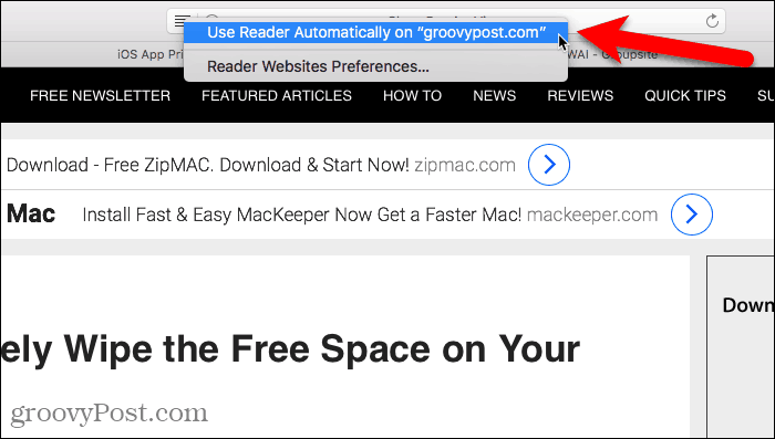 Utiliser Reader automatiquement dans Safari pour Mac