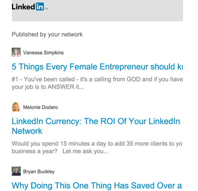 notification du réseau des éditeurs LinkedIn
