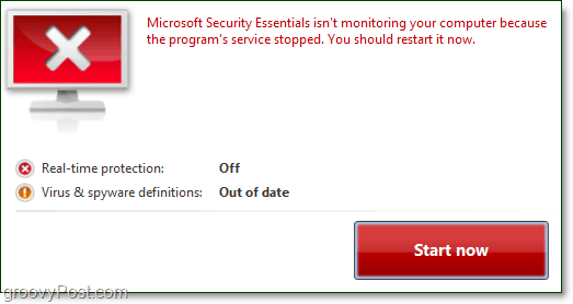 Microsoft Essentials Security doit être redémarré Notification