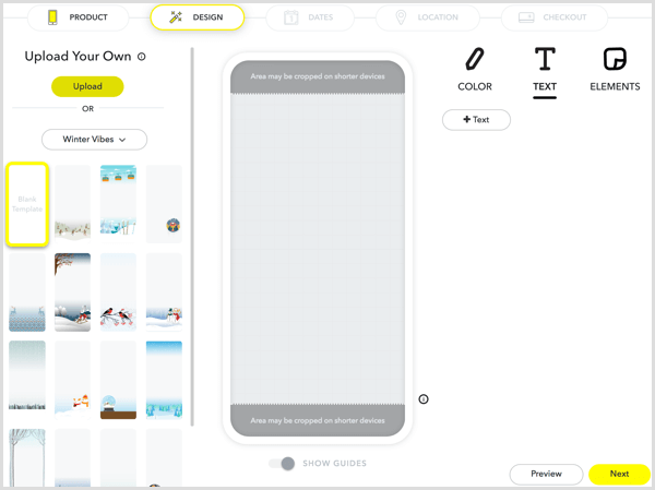 Pour concevoir votre filtre, téléchargez vos illustrations ou créez des illustrations à l'aide des outils de Snapchat.