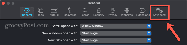 Paramètres Safari avancés sur Mac