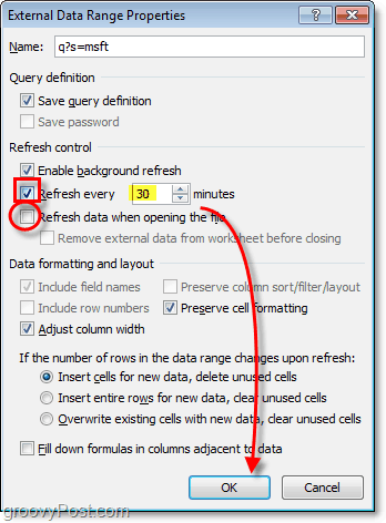 actualisation automatique des données dans Excel 2010