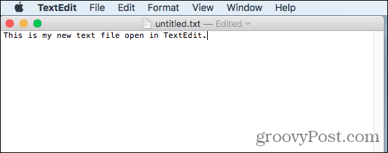 Fichier texte ouvert dans TextEdit sur Mac