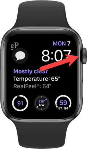 Appuyez sur la couronne numérique de votre Apple Watch