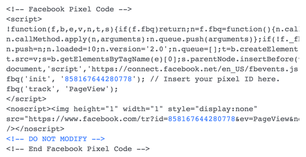 Installez le code pixel Facebook sur votre site Web.