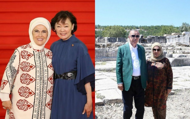 Le satellite de la première dame Erdogan s'inscrit dans le style châle tendance de 2019