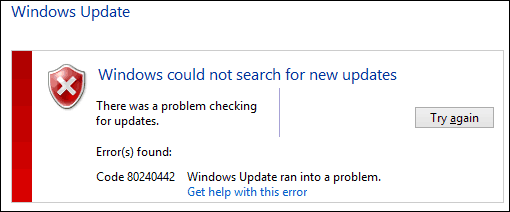 Erreur de mise à jour Windows d'origine