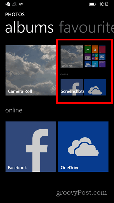 Albums de captures d'écran de Windows Phone 8.1