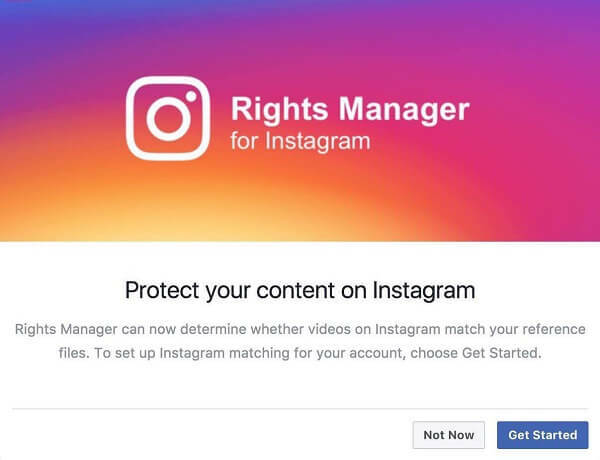 Instagram semble avoir activé Rights Manager pour Instagram.