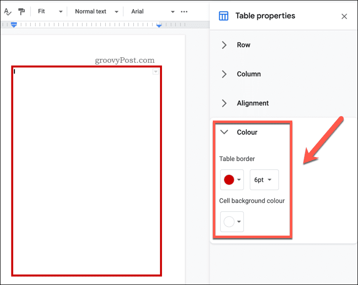 Formater un tableau Google Docs