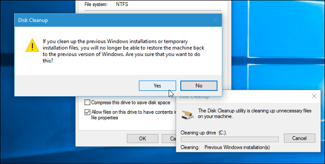 Mise à jour de novembre de Windows 10: récupérer 20 Go d'espace disque