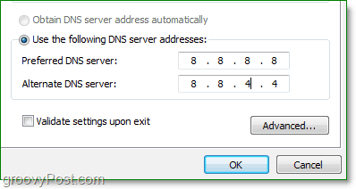 l'IP google DNS est 8.8.8.8 et l'alternative est 8.8.4.4