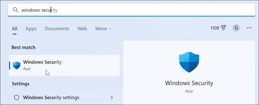 Application de sécurité Windows