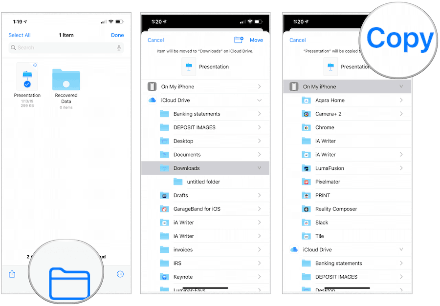 Application de déplacement de l'emplacement du fichier