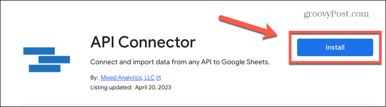 Google Sheets installer le connecteur API