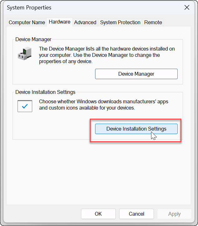 Désactiver l'installation automatique du pilote sur Windows 11