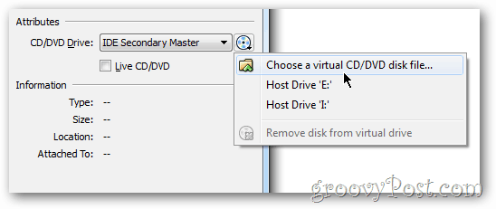 Configuration de VirtualBox, fichier iso windows 8
