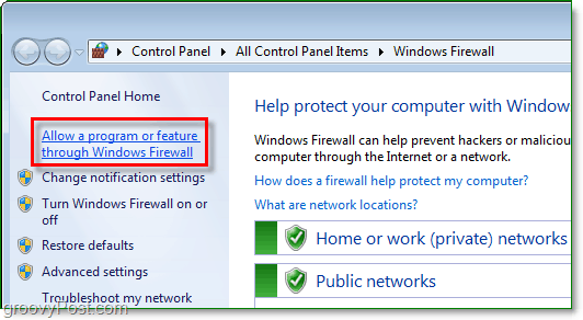 autoriser un programme ou une fonctionnalité via le pare-feu Windows 7