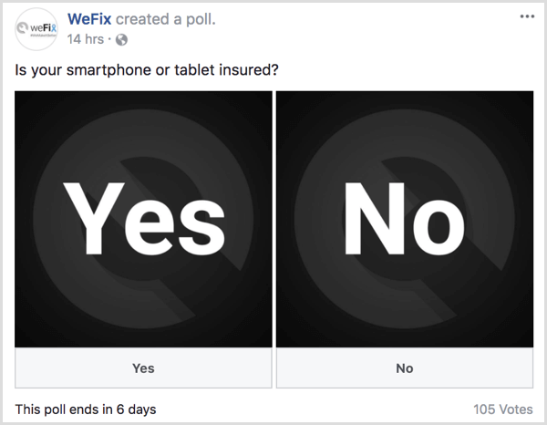 Exemple de sondage Facebook GIF Découvrez les segments d'audience